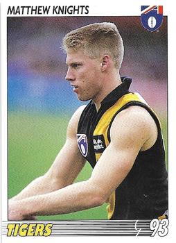 1993 Select AFL #42 Matthew Knights Front